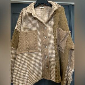 NEW POL Brown and Tan Women's Patch Jacket